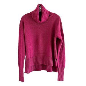 Anthropologie Blair Magenta Cowl Neck Slit Hem Sweater